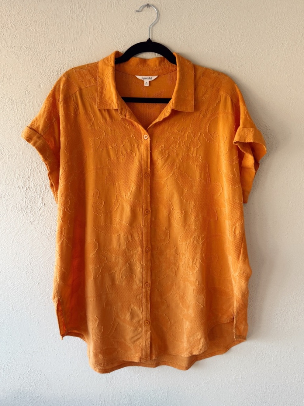 Splendid Short-Sleeve Textured Button Down Shirt